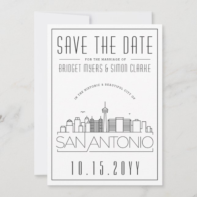 Invitation San Antonio Mariage Style de la ligne d'horizon En (Devant)