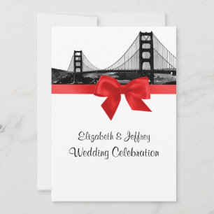 Invitation San Fran Skyline Gravé NB Mariage Rouge