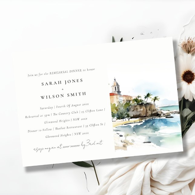 Invitation San Juan Puerto Rico Landscape Rehearsal Dinner (Créateur téléchargé)