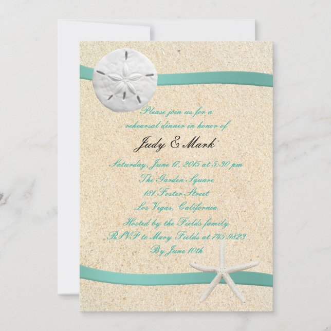 Invitation Sand Dollar Plage Mariage Répétition Dîner Invitat (Devant)