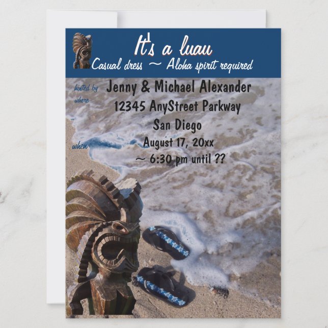 Invitation Sandales à tremplin de plage Luau (Devant)