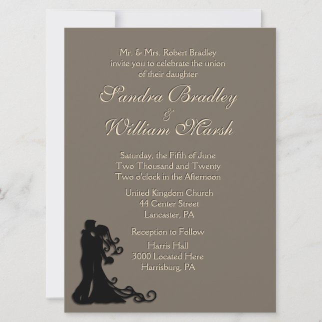 Invitation Sandstone de la mariée et de la chambre (Devant)