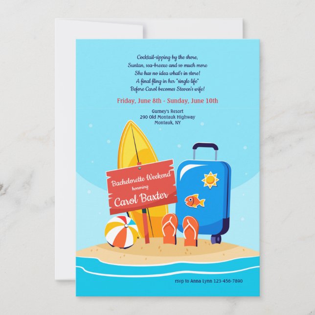 Invitation Sandy Beach Bachelorette Party (Devant)