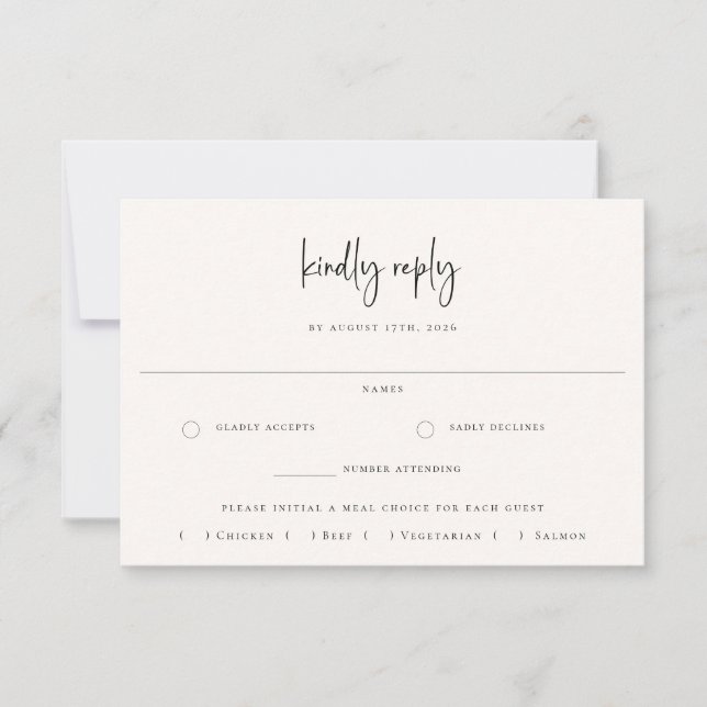 Invitation Sandy Beige Beach Wedding Meal Choice RSVP Card (Devant)