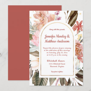 Invitation Sandy Peach Terracotta Gold Rustic Mariage I