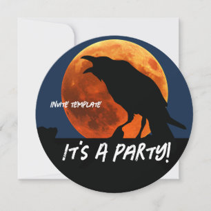 Invitation Sang Lune Halloween Corbeau