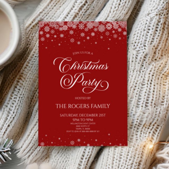 Invitation Sangria Red Snowflake Winter Christmas Party (Créateur téléchargé)