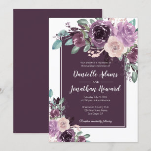 Invitation Sangria rustique Mariage de fleurs mauves violette