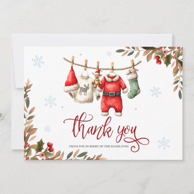 Invitation Santa Baby Baby Shower Thank You Card (Devant)