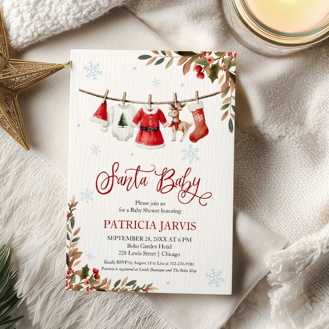 Invitation Santa Baby Christmas Girl Baby Shower (Créateur téléchargé)