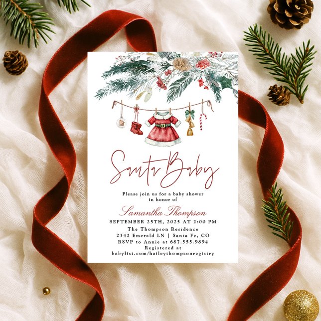 Invitation Santa Baby Christmas Winter Girl Baby Shower (Créateur téléchargé)