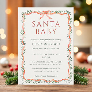 Invitation Santa Baby Hiver Noël Aquarelle Baby Shower
