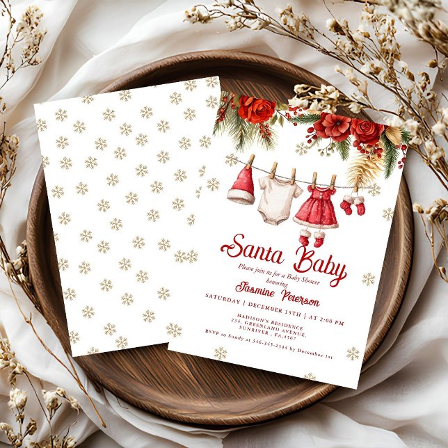 Invitation Santa Baby Holiday Winter Baby Cloth baby shower (Créateur téléchargé)