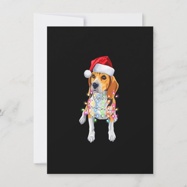 Invitation Santa Beagle Christmas Lights Christmas Dog Lover  (Devant)