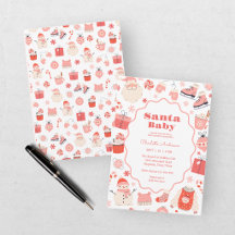 Santa Bébé Fête Prénatale de Noël Rouge et Rose