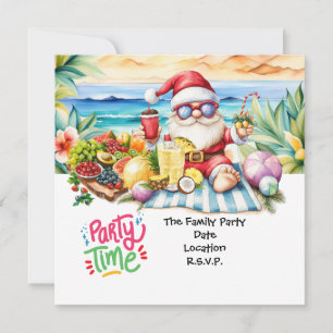 Invitation SANTA CLAUS à Hawaii Beach pour Noël