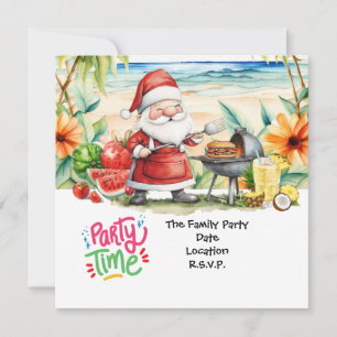 Invitation SANTA CLAUS à Hawaii Beach pour Noël