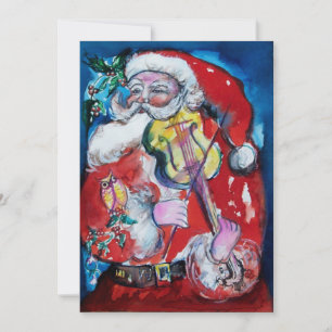 INVITATION SANTA CLAUS AVEC VIOLIN, PARTI DE NOËL