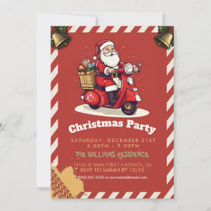 Invitation Santa Claus chevauchant un scooter