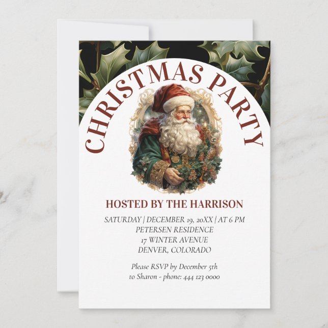 Invitation Santa Claus classique rétro (Devant)