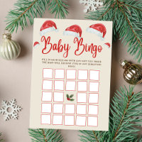 Santa Hat Noël Baby Bingo Baby shower Jeu