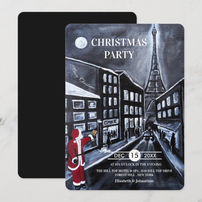 Invitation Santa in Paris Christmas Party (Devant / Derrière)