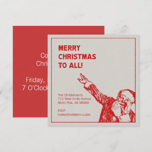 Invitation Santa: "Joyeux Noël à tous!" Fête