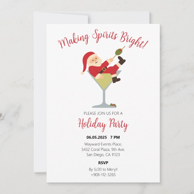 Invitation Santa Martini Christmas Party Invite (Devant)