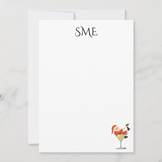 Invitation Santa Martini Monogram Thank You Cards (Devant)