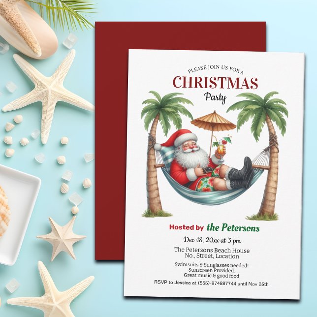 Invitation Santa on a Tropical Island Christmas Party (Créateur téléchargé)