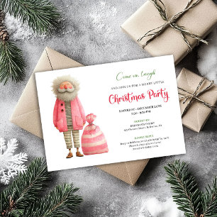 Invitation Santa rose minimaliste fête de Noël quirky
