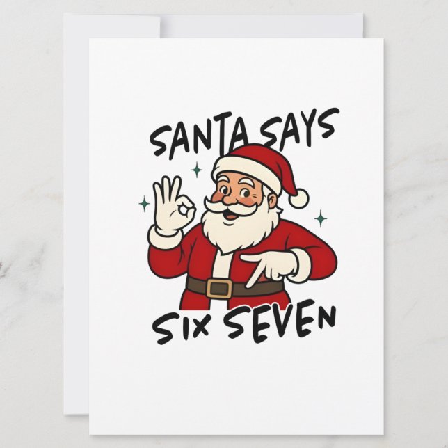 Invitation Santa Says Six Seven 6 7 Funny Brainrot Christmas (Devant)