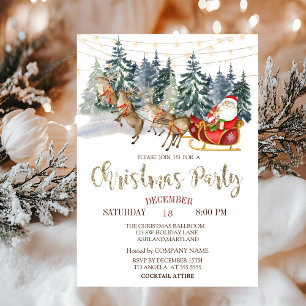 Invitation Santa,Traîneau,Rennes,Fête de Noël en forêt