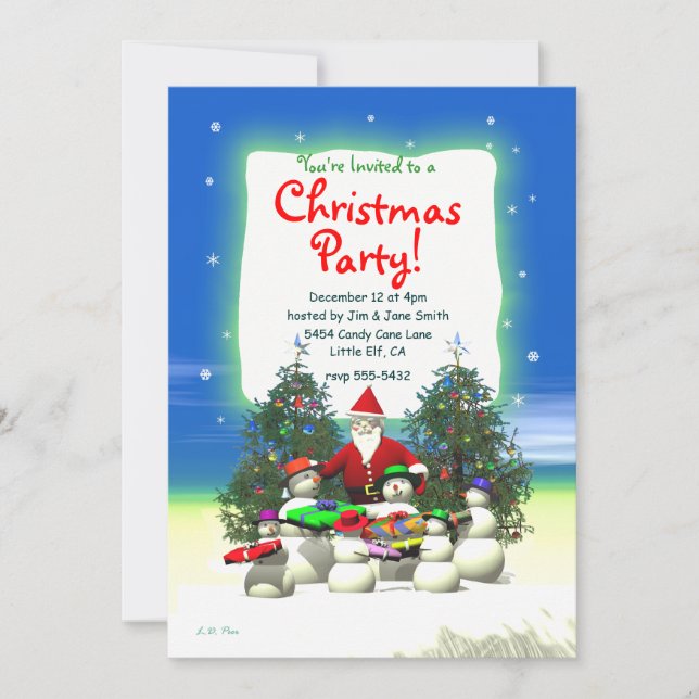 Invitation Santas First Stop Fête de Noël pour enfants (Devant)