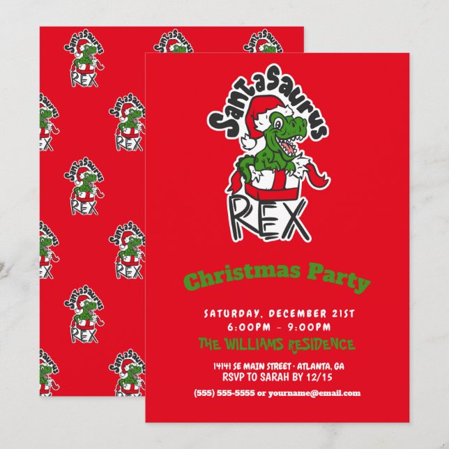 Invitation Santasaurus (Devant / Derrière)