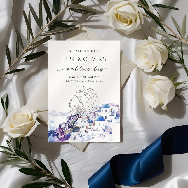 Invitation Santorin Grèce Mariage Destination été (Créateur téléchargé)