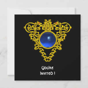 Invitation Saphir bleu coeur CELTIQUE, noir