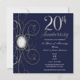Invitation Saphir Bleu & Diamant d'Argent 20 20e Anniversaire
