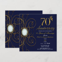 Saphir Bleu & Diamant Or 70 70e Anniversaire
