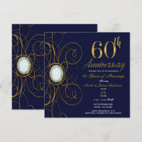 Saphir Bleu et Diamant Or 60 60e Anniversaire