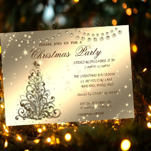 Invitation Sapin de Noël, Brillant, Soirée de Noël d'entrepri