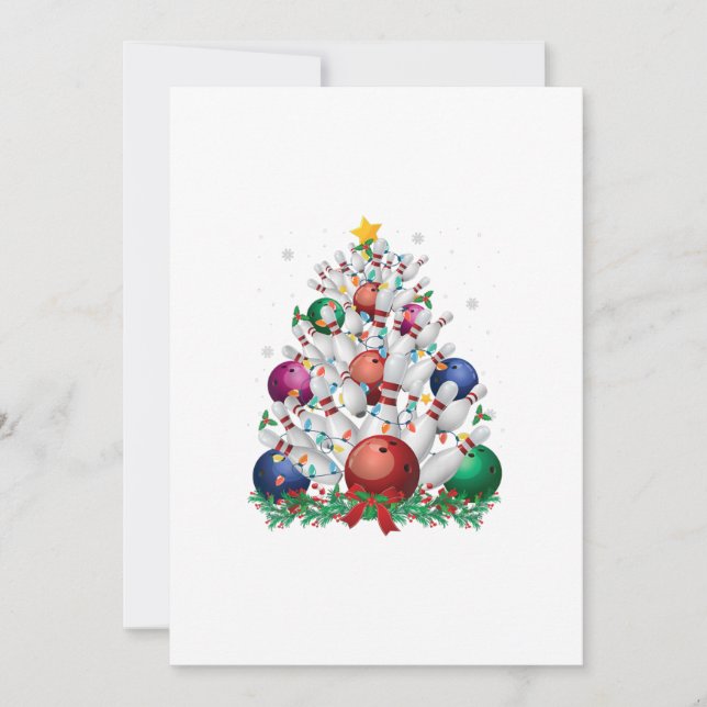 Invitation sapin de noël éclairage bowling drôle xmas sport a (Devant)