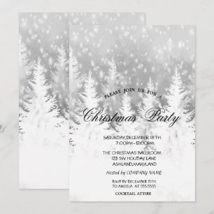 Invitation Sapin de Noël élégant, Fête de Noël Gris neige