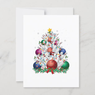 Invitation sapin de noël lumineux de bowling drôle xmas sport