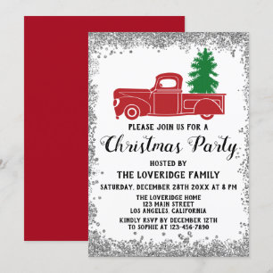 Invitation Sapin de Noël rouge Santa Fêtes de Noël Fête d'Arg