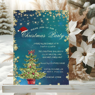 Invitation Sapin de Noël Stylis,Étoiles Société de Noël 