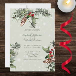 Invitation Sapin Vert Sauge et Houx dans un Mariage sous la N
