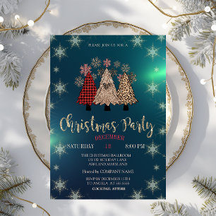 Invitation Sapins de Noël Cool, Fête de l'entreprise verte 