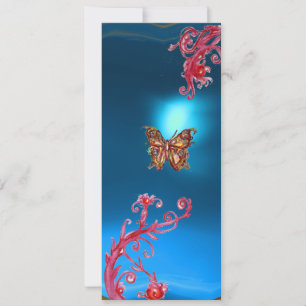 Invitation SAPPHIR PAPILLON, bleu  rouge vif rose violet
