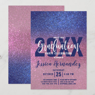 Invitation Sapphire Blue Rose Triple Parties scintillant Ombr